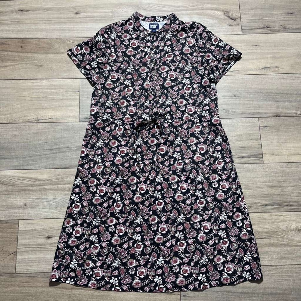 Lands End‎ Womens Floral Paisley Drawstring Waist Midi Dress Size XS 2-4